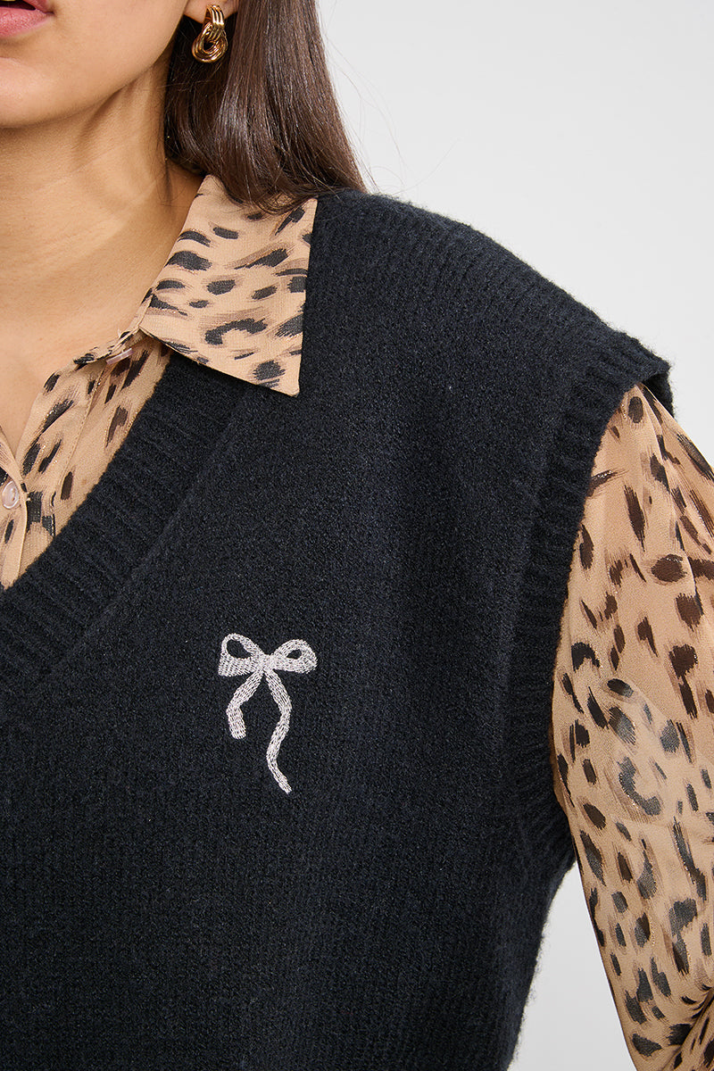 Lili Sidonio Knitted Sleeveless Sweater Black