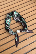 Pearl bow fasten neck tie cocoa vine