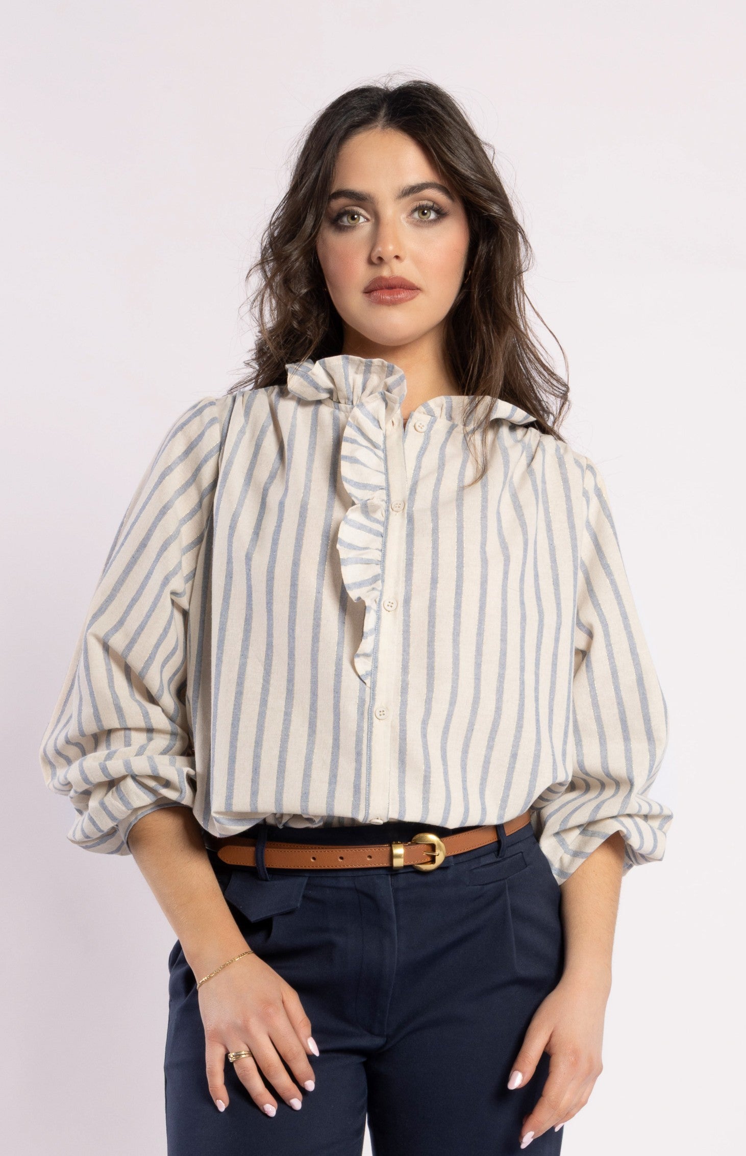 Drama Cest La Vive Blouse Metallic Stripe