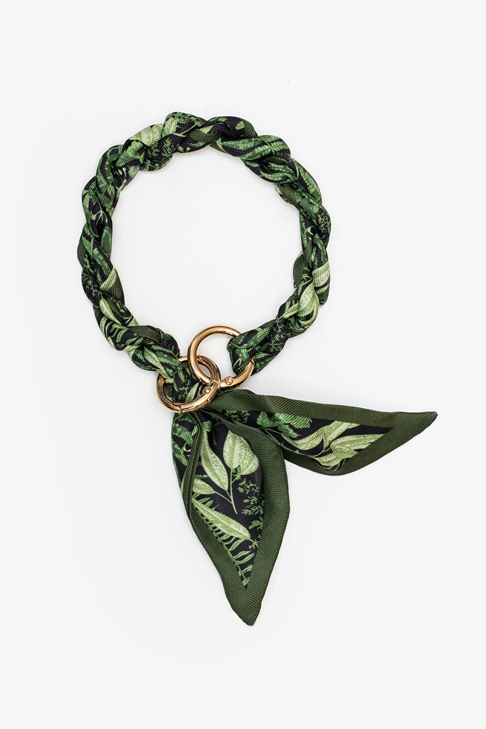 Twisted  scarf key chain evergreen