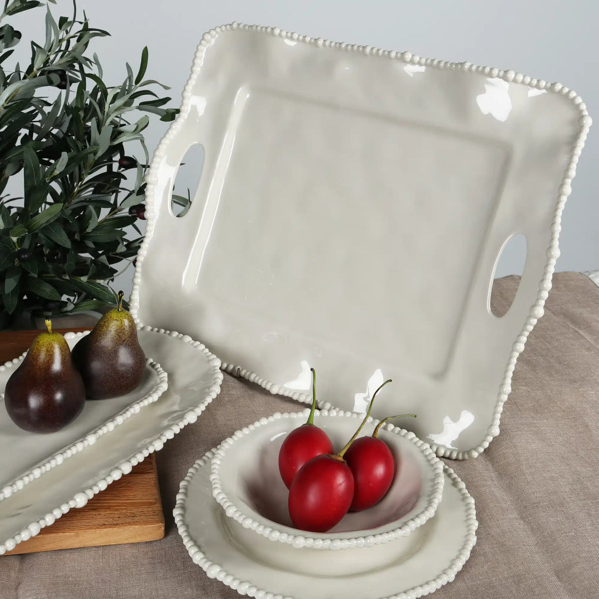 Melamine Pearl handle tray 50cm - sand