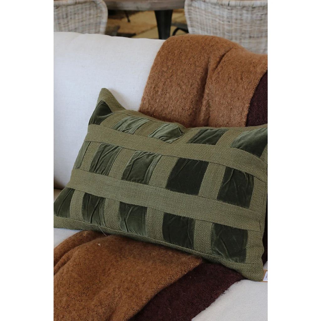 Emerald Velvet checker Cushion