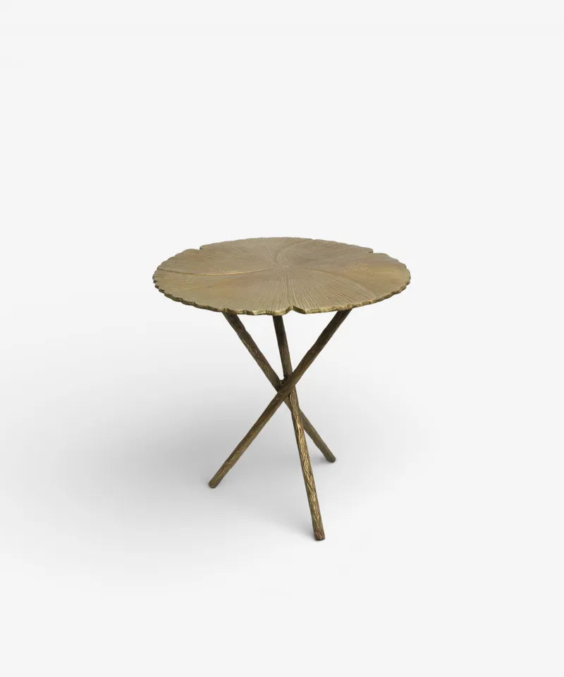 Brass leaf side table