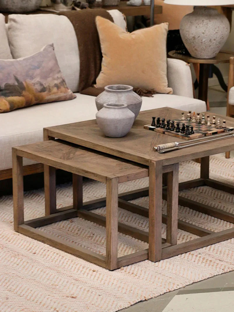 Omaha natural oak coffee table nest 3