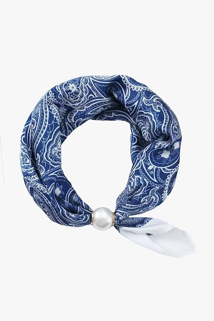 Pearl  fasten neck tie french blue