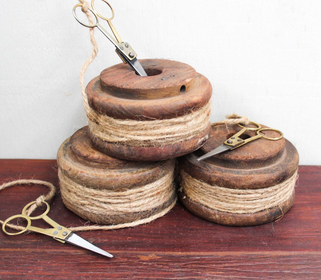 Large vintage indian bobbin with scissors`