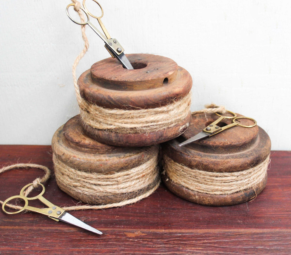 Large vintage indian bobbin with scissors`