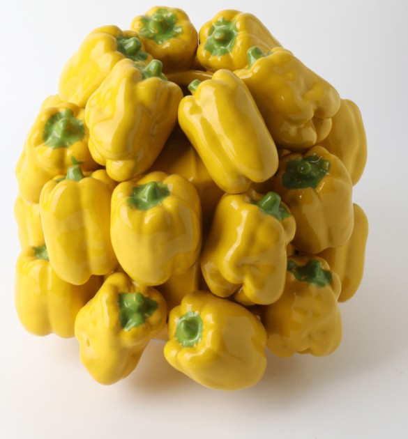 Ceramic bell pepper vessel yellow