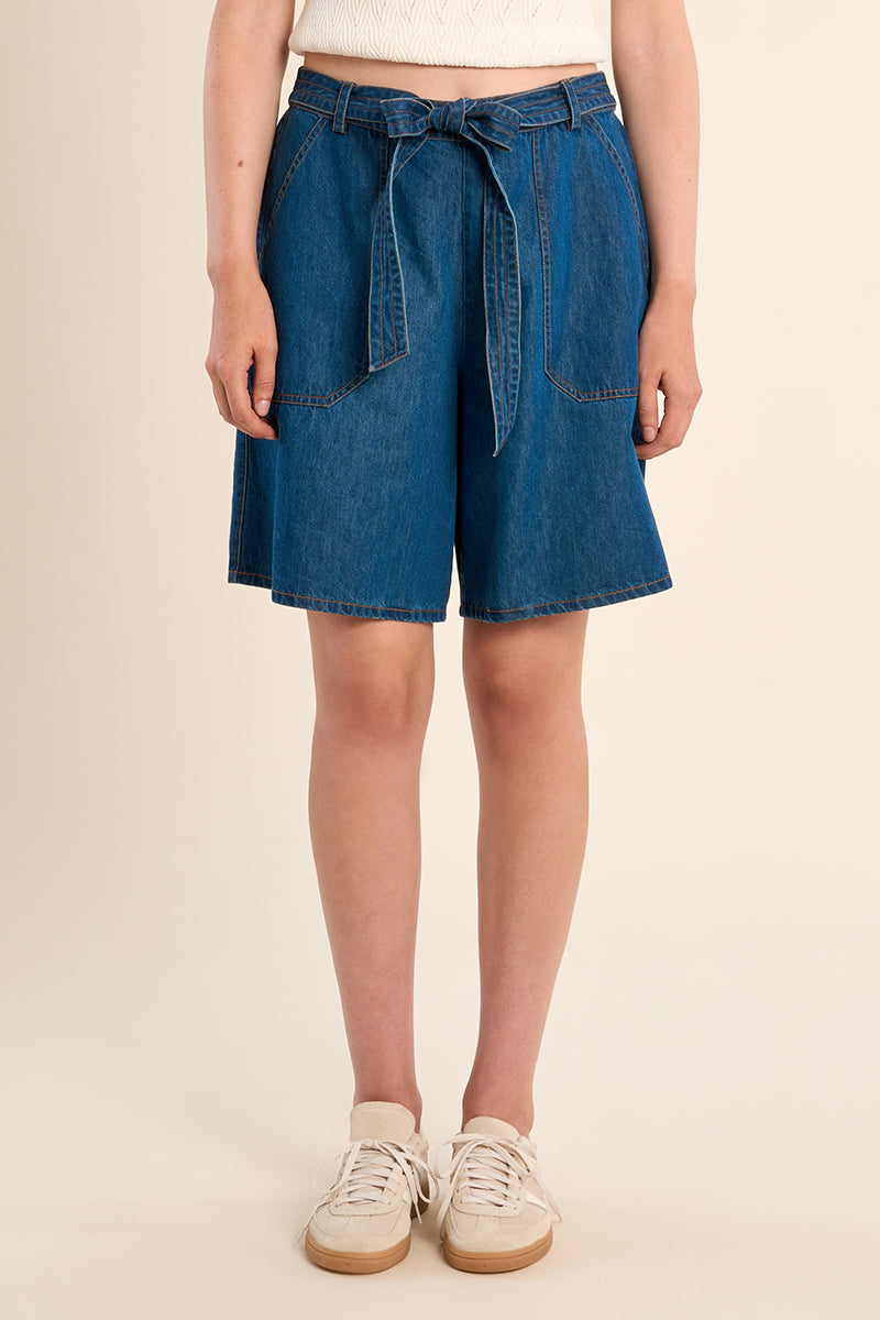 Molly Bracken Woven Shorts - Mid Blue - Small