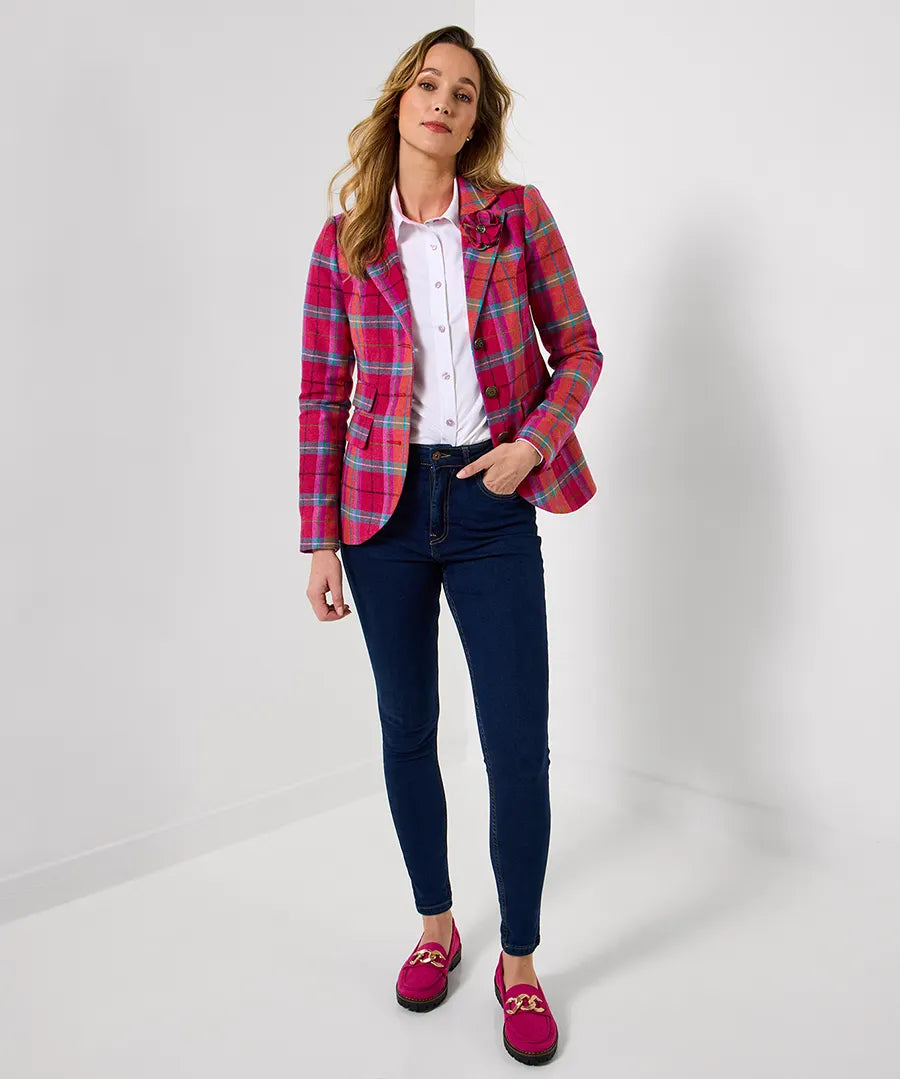 Charming check jacket pink