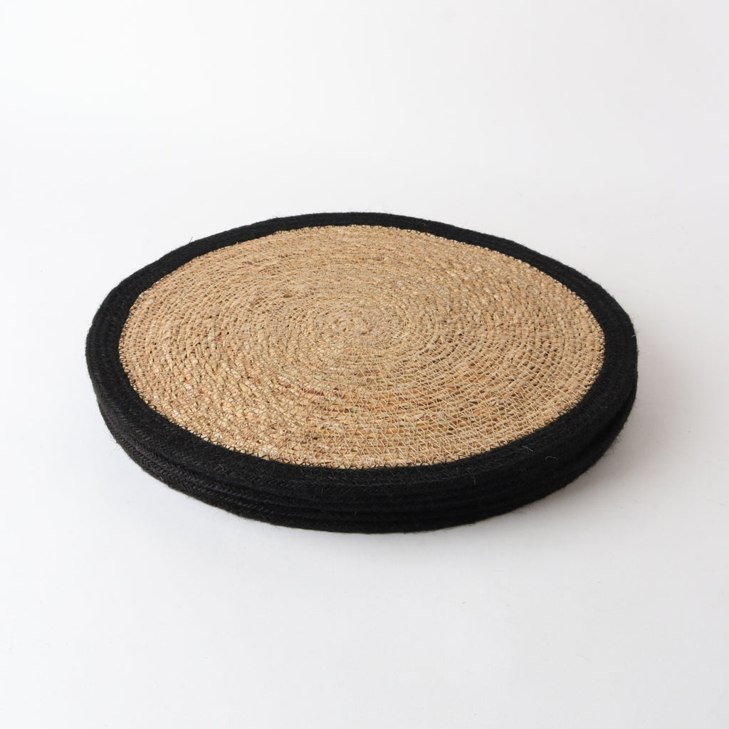 Round Seagrass/Jute Place mat Natural/Black