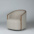 Barrell Swivel Chair - Linen Look + Light Oak