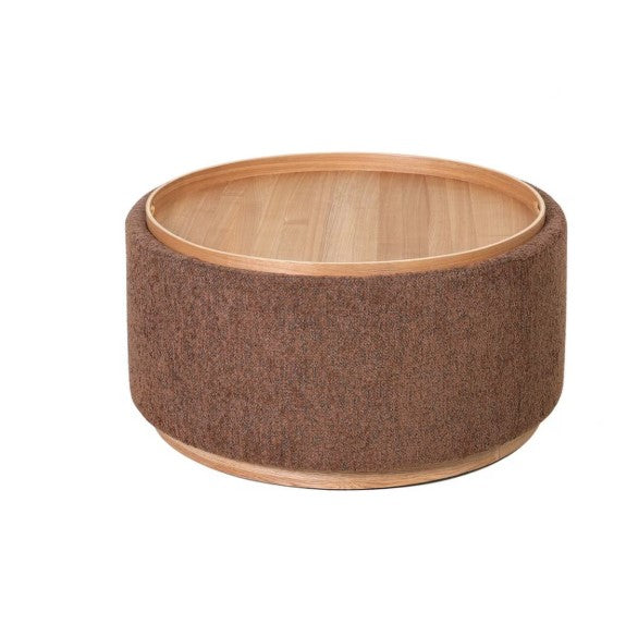 Tray XL Ottoman with wood base - Tobacco