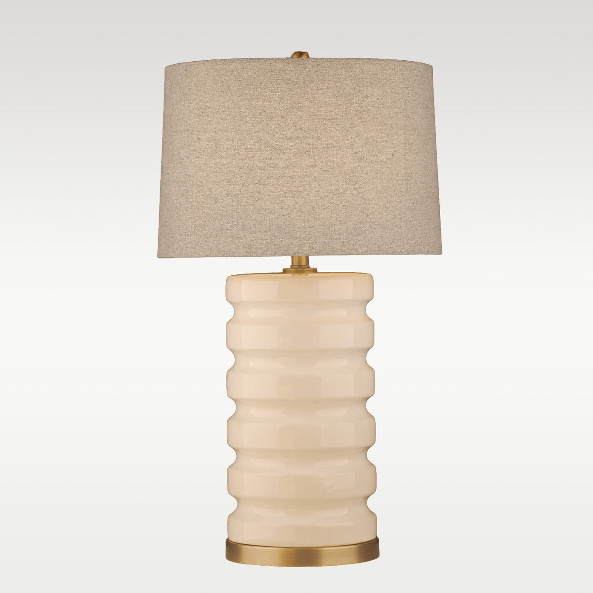Table Lamp Ivory + Matt Brass Base + Natural Linen Shade