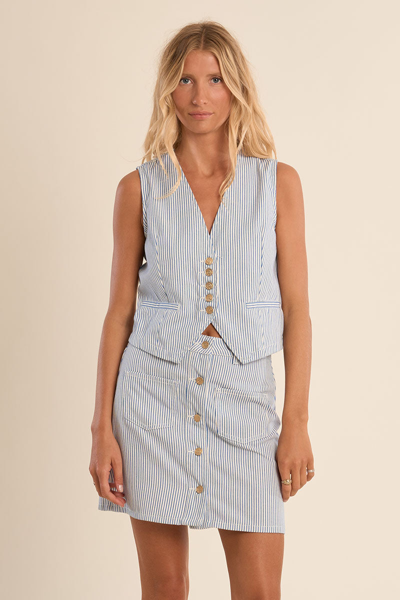 Molly Bracken Sleeveless Jacket - Light Blue