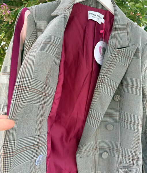 Sophie Moran Check Blazer Burgundy Stripe