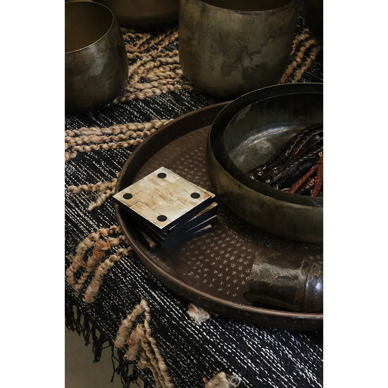 Beaten Round Tray - Antique Copper