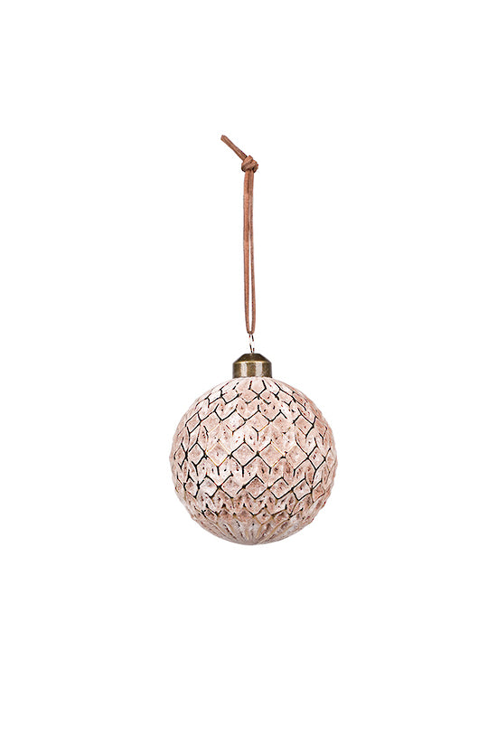 Tessellated Pattern Glass Bauble Brown/Gold