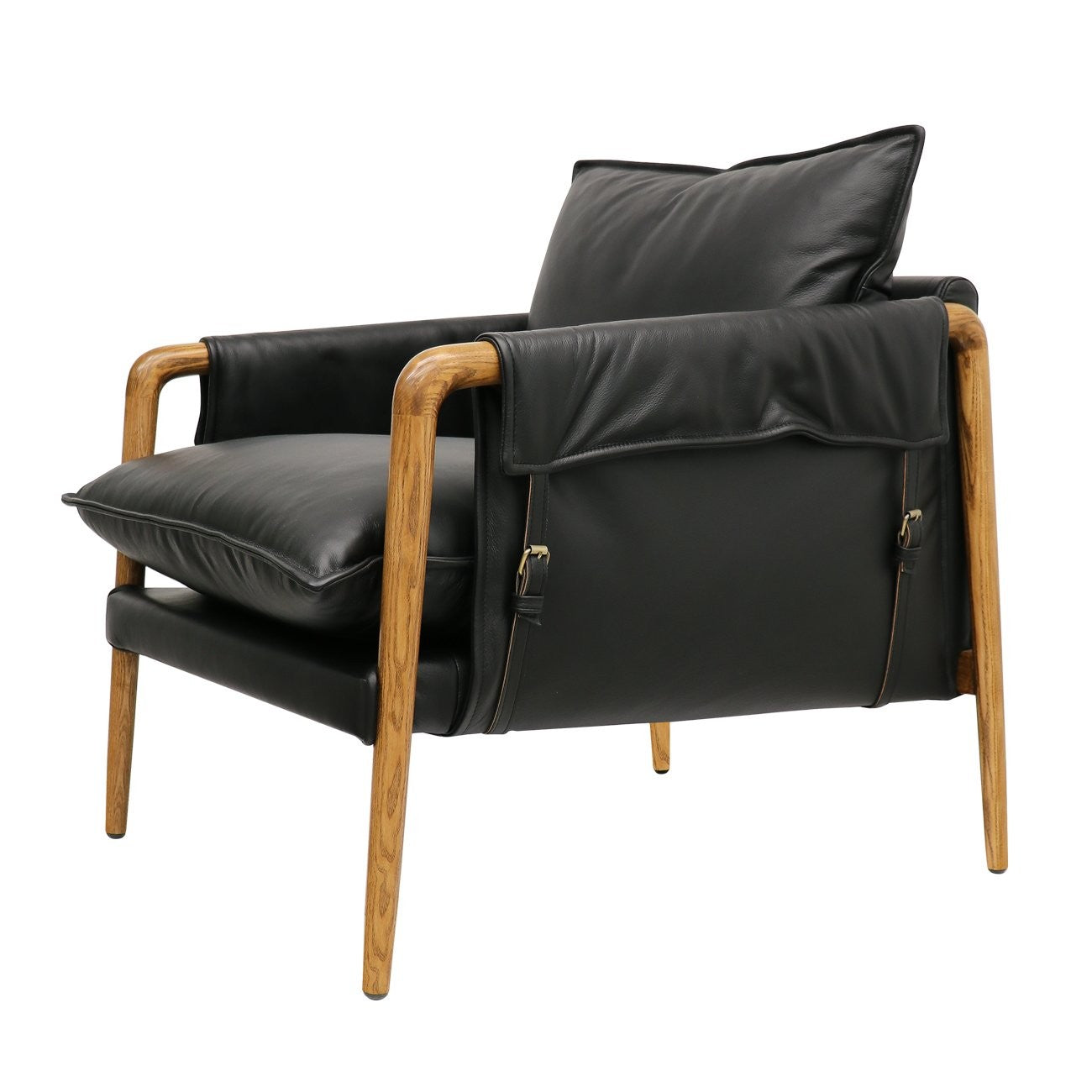 Saddle leather armchair - Black
