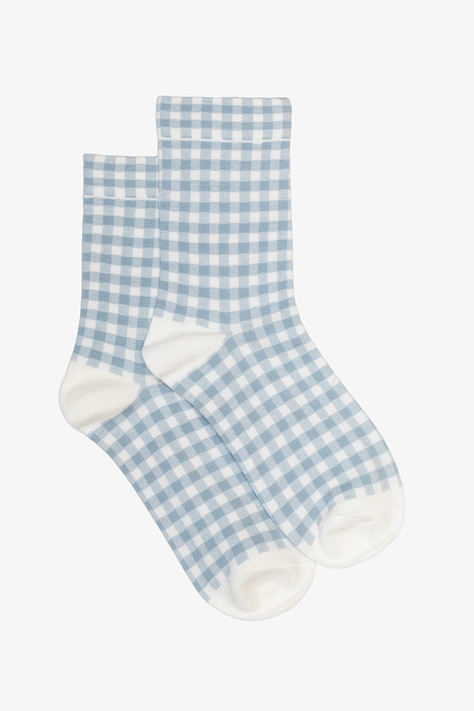 Blue gingham sox