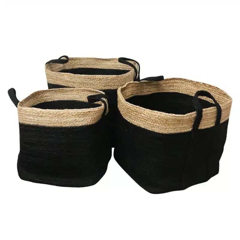 Black Jute Baskets - L