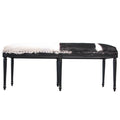 Goat skin double stool Black