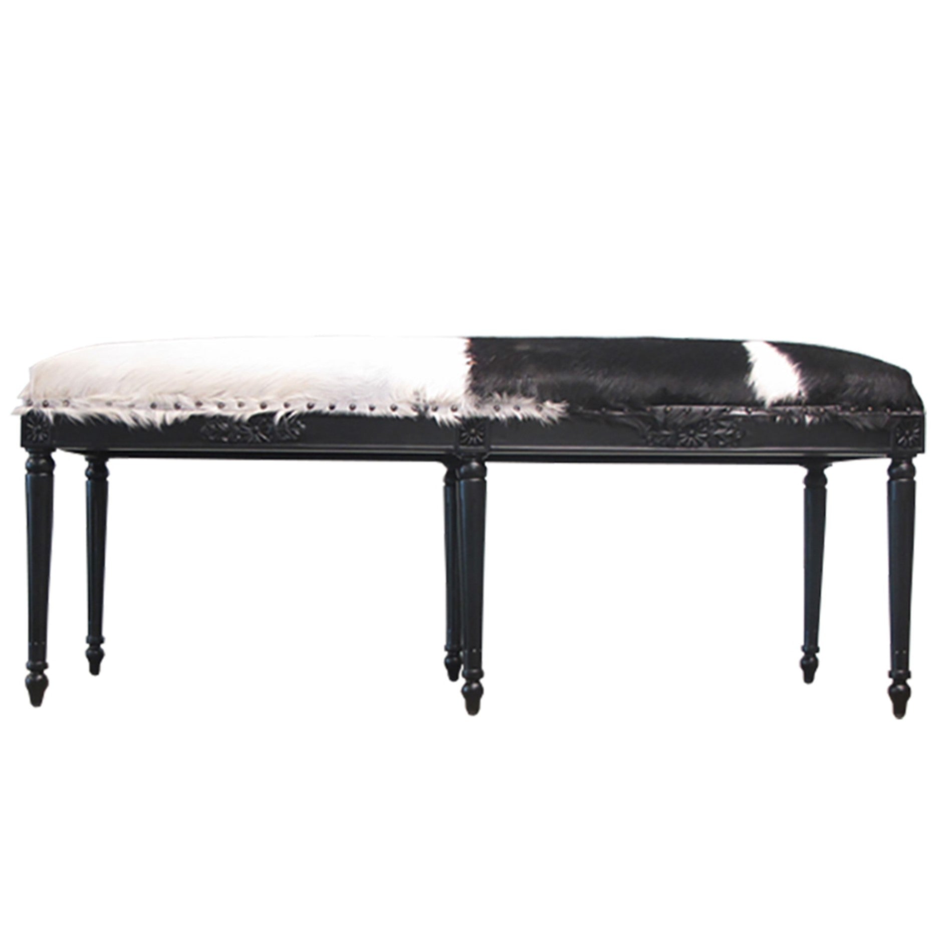 Goat skin double stool Black